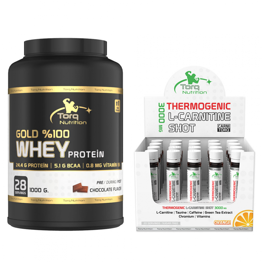 GOLD %100 WHEY PROTEİN 1000 GR + THERMOGENIC L-CARNITINE SHOT 20 ADET