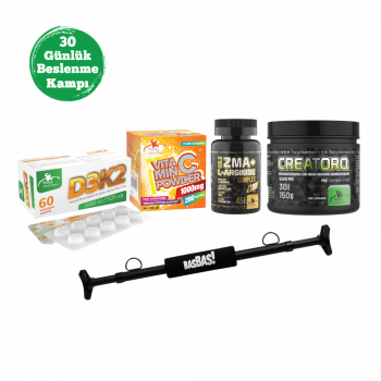 BASBAS! + 30 Günlük Beslenme Kampı + ZMA 45 Kapsül + Vitamin C Powder + D3K2 + Creatorq 150 gr Aromasız BASBAS! + 30 Günlük Beslenme Kampı + ZMA 45 Kapsül + Vitamin C Powder + D3K2 + Creatorq 150 gr Aromasız